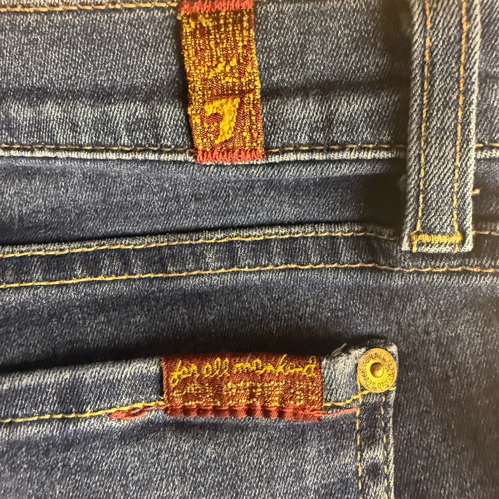 Vtg Seven7 For All Manking Women Rare Blue Jean Bootcut Cropped Retro Sexy Sz31 View 5